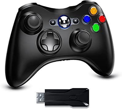 Bonacell Wireless Controller For Xbox 360 PC controller With 2.4Ghz USB Adapter Ergonomic Design And Dual Vibration Gaming controller For Xbox 360/Slim/Pc Windows 7/8/10