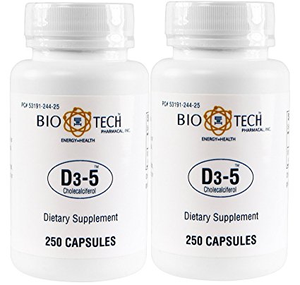 BioTech D3-5 5,000iu - 250 Capsules - Pack of 2