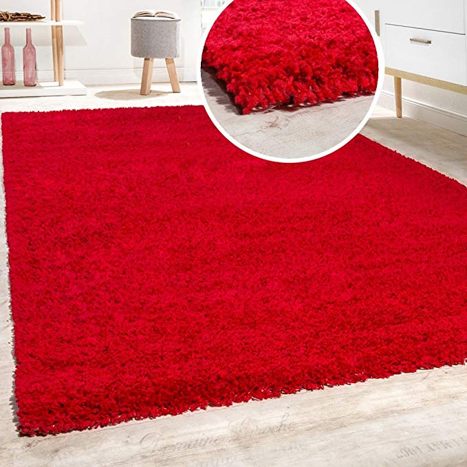 DIVA Shaggy Rug Various Sizes, Colour:Red, Size:230x320 cm