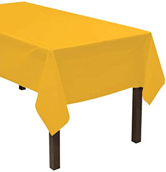 Party Essentials Heavy Duty Plastic Table Cover Available in 44 Colors, 54" x 108", Harvest Yellow