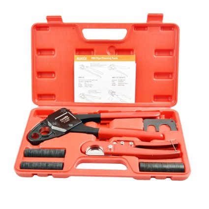 IWISS F1807 1/2"&3/4" Combo Copper Ring Crimping Tool for Pex Pipe Connection with free Copper Rings&Cutter&GO-NO-GO Gauge suits Sharkbite, Watts, Apollo and All US F1807 Standards- Portable Case