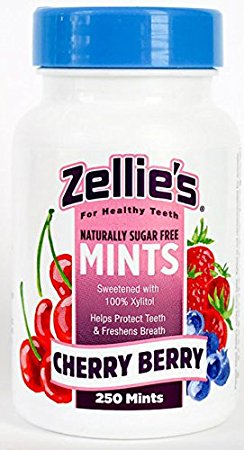 Zellies Xylitol Sweetened Cherry Berry Mints, 250 Count Jar