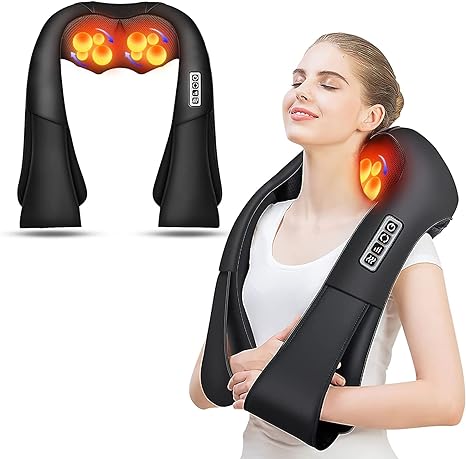 AERLANG Neck massager，Shiatsu Neck and Back Massager with Soothing Heat , Electric Deep Tissue Kneading Massager for Neck, Back, Waist, Leg Whole Body Relief, Home, Office and Car Use Gift for Loved One