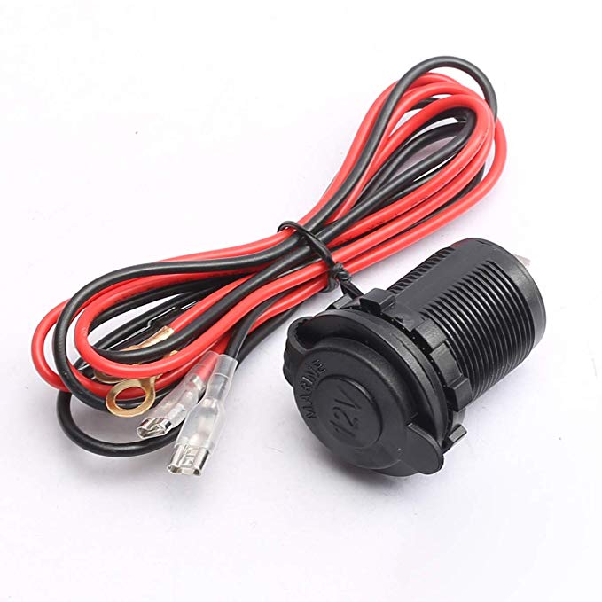 CENTAURUS Waterproof 12V Cigarette Lighter Socket Power Outlet Receptacle Replacement for Car Boat Marine Motorcycle Scooter RV with Wire Fuse DIY Kit