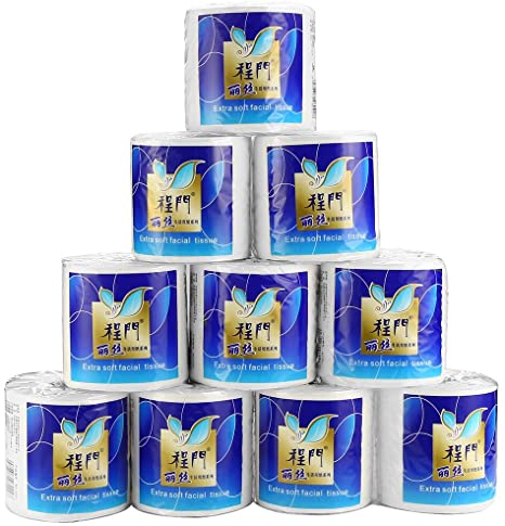 10 Rolls Toilet Paper Soft Strong Bath Tissue Home Kitchen 4 Layers Toilet Tissue for Daily Use, 4-ply Paper Towel, Individually Wrapped Standard Rolls（White） (10 Count)