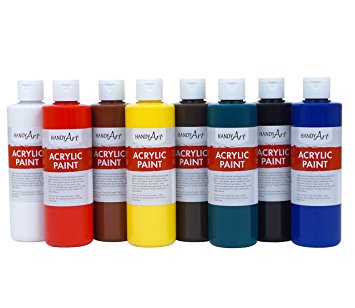 Handy Art 8 Color-8 Ounce Primary Acrylic Paint Set, Assorted