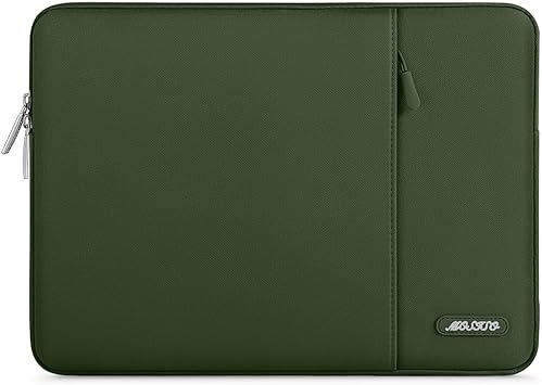 MOSISO Laptop Sleeve Bag Compatible with MacBook Air/Pro, 13-13.3 inch Notebook, Compatible with MacBook Pro 14 inch M3 M2 M1 Chip Pro Max 2023-2021, Polyester Vertical Case with Pocket, Army Green