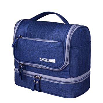 Travel Hanging Toiletry Bag, Portable Waterproof Cosmetic Travel Bag with Hanging Hook Dry and Wet Depart for Men, Women(Navy)
