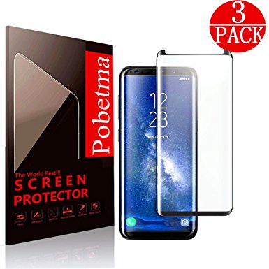 [3-Pack] Samsung Galaxy S8 Plus Screen Protector , Pobetma [Case-Friendly][3D coverage][No Bubble] PET HD Screen Protector Film for Samsung Galaxy S8 Plus Black