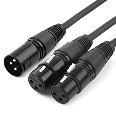 Tisino XLR Y-Splitter Cable, Dual Female XLR to Male XLR Y Cable Balanced Microphone Splitter Cord Audio Adaptor (3 Pin 2 Female to 1 Male)- 5 Feet/1.5m