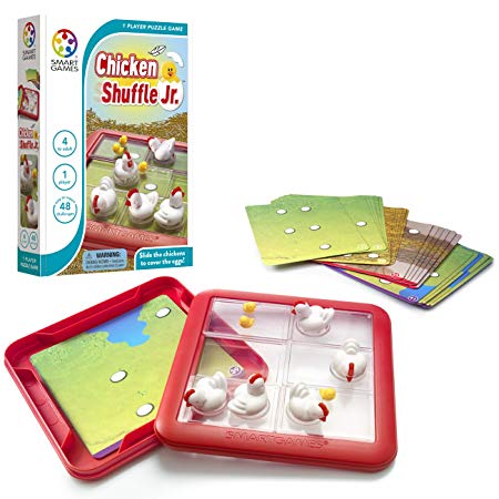 SmartGames Chicken Shuffle Jr. Travel Game for Kids, A Cognitive Skill-Building Brain Game - Brain Teaser for Ages 4 & Up, 48 Challenges