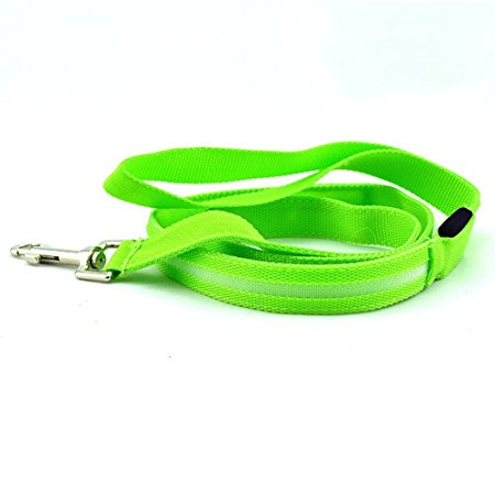LED Lighted fabric Safety pet Leash - Super-Bright LED's Improved Dog Visibility & Safety (4 Colors)