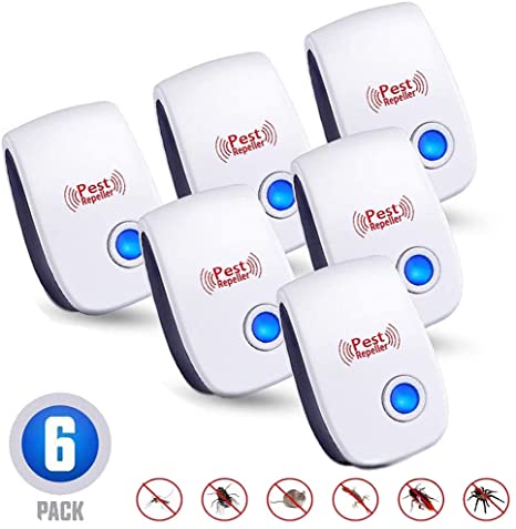 Ultrasonic Pest Repeller, 2020 Upgraded 6 Packs Electronic Pest Repellent Indoor Pest Control Plug in, Mice Repellent for Insect, Bugs, Ants, Spiders, Roaches, Flies, Mosquitos, Non-Toxic