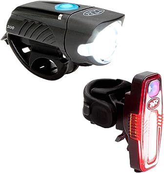 NiteRider Swift 300 Front Bike Light Sabre 110 Rear Bike Light Combo Pack- USB Rechargeable Bicycle Headlight LED Front Light Easy to Install Water Resistant Road Commuting Cycling Safety Flashlight