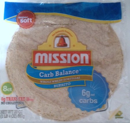 Mission Carb Balance, Whole Wheat, Burrito Size, 8 Per Package, (Pack of 2)