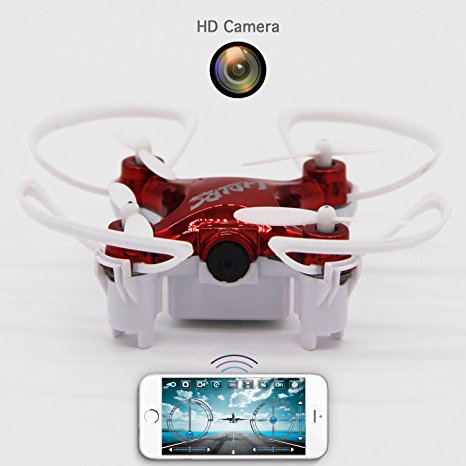 Mini Quadcopter Drone with 3.0MP HD Camera,Hi-Tech 2.4 Ghz 4CH 6-Axis Gyro RC Quadcopter with Altitude Hold, 3D Flip, Headless Mode and One Key Return Function, Color Red