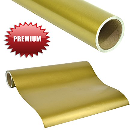 WEEDS EASILY GOLD GLOSSY ADHESIVE VINYL 12" X 8' ROLL of Non-Stretchy, Made in USA for Cricut, Silhouette Cameo, Oracal Vinyl Cutters, Printers, Letters, Decals, Signs by Angel Crafts