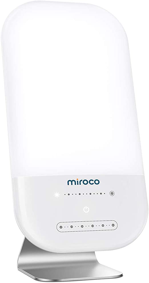 Light Therapy Lamp, Miroco LED Bright White Therapy Light - UV Free 10000 Lux, 6 Brightness Levels, Timer Function, Touch Control, Standing Bracket, Memory Function