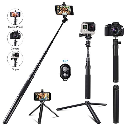 Eocean 46in Selfie Stick Tripod for Cellphone with iOS System and Android System(iPhone/Samsung/Google/Huawei), iPhone Selfie Stick for GoPro Hero Fusion/6/5/4/3 /3/2/1, Ricoh Theta S/V, M15, Cameras