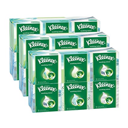 Kleenex Facial Tissues with Lotion, 75 Tissues per Cube Box (18 Boxes)