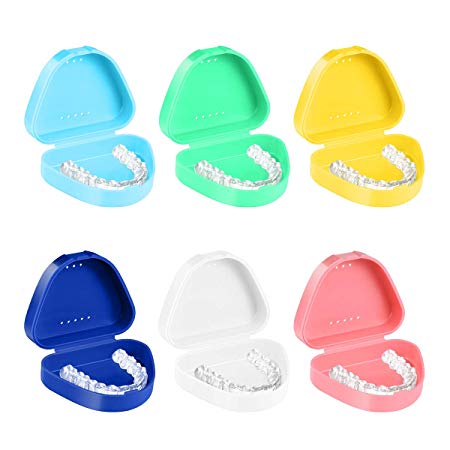 ROSENICE Retainer Case - 6pcs Mouth Guard Case with Vent Holes - Strong Hinge, Easy to Close - Orthodontic Dental Retainer Box Denture Storage Container