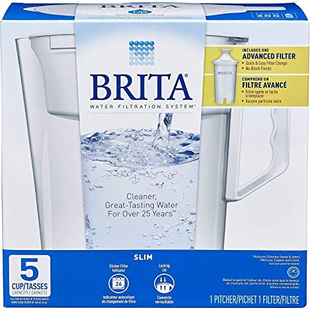 Brita 689358587687 Water Pitcher, Slim, 5 Cup Capacity, Includes One Advanced Filter - White Size