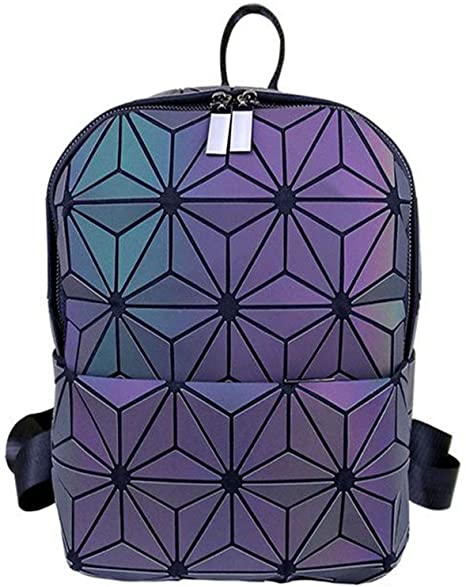 Orita Geometric Backpack Luminous Holographic Backpacks Lattice Design Backpack Travel Shoulder Bag
