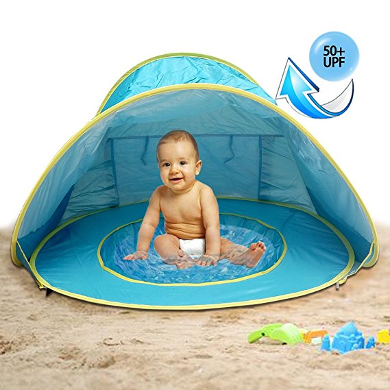 MULGORE Tent Play Tent Canopy Tent Baby Beach Tent Portable Lightweight Pop up Tent Outdoor Beach Shade UV Protection Sun Shelters Baby Pool(Blue)