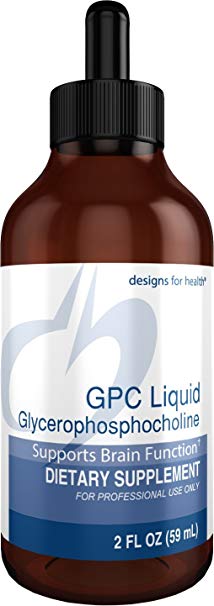 Designs for Health GPC Liquid Drops - 600 Milligrams Glycerophosphocholine, Choline Brain Support from Sunflower Lecithin (30 Servings, 2 Ounces)