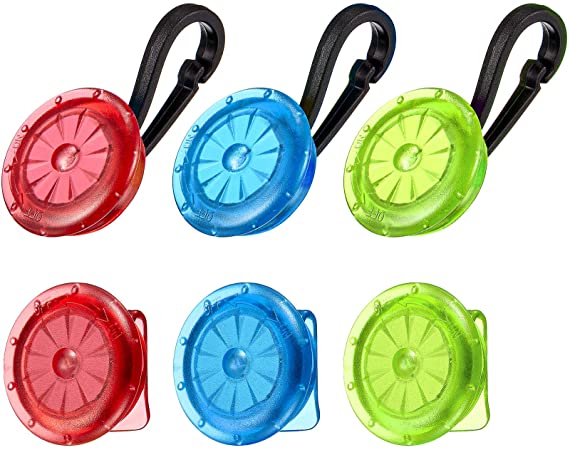 Mudder 6 Pieces Clip-On Dog Collar LED Light Colorful Collar Charms Pet Safety Lights for Dogs Cats Playing Walking at Night, Waterproof, 3 Colors and 2 Styles