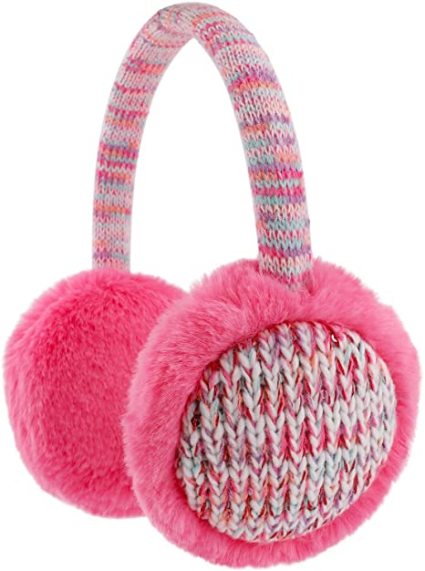 Kids Knit Earmuffs Winter Outdoor Plush Ear Warmers for Boys Girls 4-16 Years