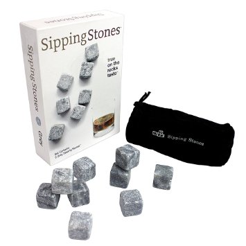 Sipping Stones - Set of 9 Grey Whisky Chilling Rocks in Gift Box with Muslin Carrying Pouch - Made of 100% Pure Soapstone