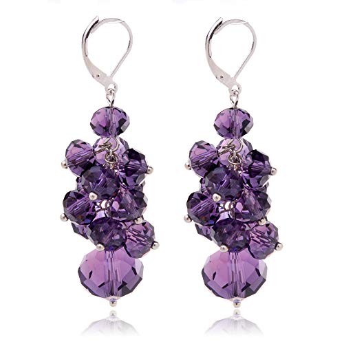 Ginasy Spring Colorful Cluster Crystal CZ Beads Dangle Earrings Beaded Linear Drop Earrings