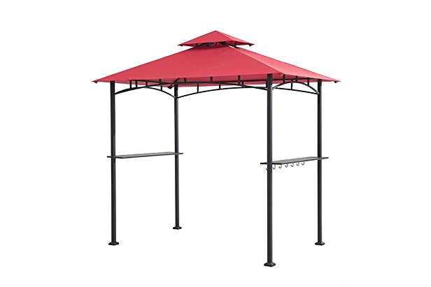 Sunjoy 8' x 5' Sylvan Soft top Grill Gazebo, Red Canopy