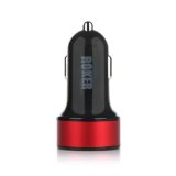Certified By Apple - Lifetime Warranty - Dual USB Ports 31A Portable USB Car Charger for iPhone 6S 6 Plus 5 5S 5C 4 4SiPad 4 3 2iPad miniiPad air Lightning CableAdapter Not Included Battery Power Supply for All Apple Device - Premium MFI Quality BlackRed