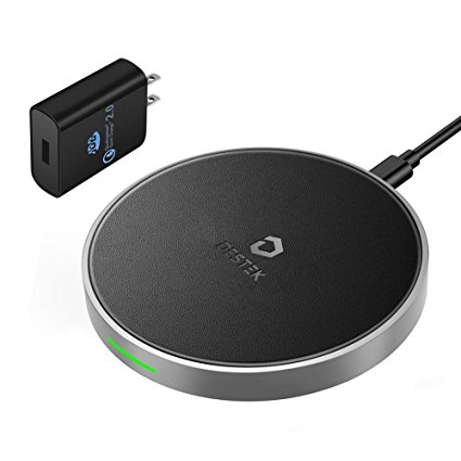 DESTEK iPhone X Fast Wireless Charger – the Fastest Wireless Charging for iPhone & Samsung (7.5W for iPhone X 8 8plus, 10W for S9  S8 Note8), 5W for Others Qi-Enabled Smartphones (with AC Adapter)