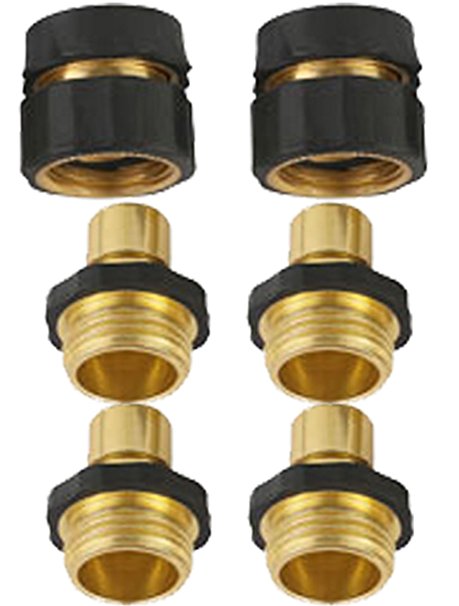 A8011P1 Garden Hose Brass Quick Connect Kit 2 Female Brass Quick Connectors 4 Male Brass Quick Connectors