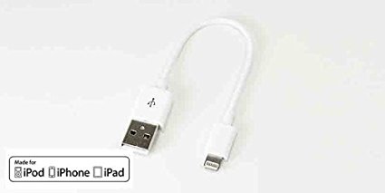 CableJive iBoltz: Apple Certified 5-inch (12cm) Lightning charge & sync cable for iPhone 6S, 6, Plus, 5/5S/5C, iPad Air, iPod nano, all Apple Lightning devices. MFi, Extra Short, USB to Lightning Sync and Charge Cable, IBOLTZ-12CW.