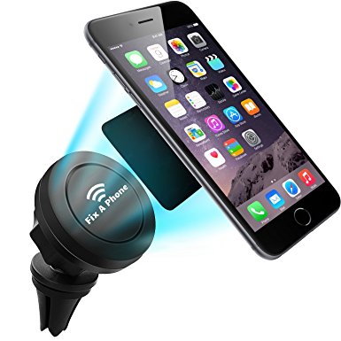 "Fix A Phone" Air Vent Car Magnetic Mount Cell Phone Holder with High High Quality Metal Inserts, 360 Degree GPS Holder, Vent Mount for Smartphones including iPhone 6, 6S, Galaxy S7, S6 Edge and More