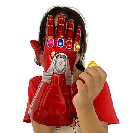 XXF New Iron Man Infinity Gauntlet for Kids, Iron Man Glove LED with Removable Magnet Infinity Stones-3 Flash Mode. (Kids)