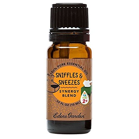 Sniffles & Sneezes OK For Kids Synergy Blend Essential Oil by Edens Garden - 10 ml (Silver Fir Cedarwood Pine Spruce Sweet Orange and Lavender for Cough Cold Allergies and Congestion)