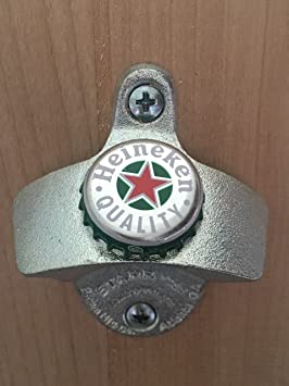 Heineken Beer Starr X Wall Mount Bottle Opener Silver and Green Cap