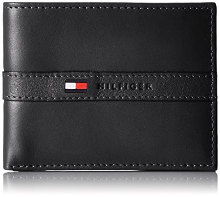 Tommy Hilfiger Men's Leather Ranger Passcase Billfold Wallet, Black