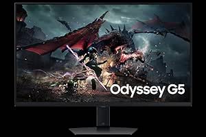 Samsung 32 Inch Odyssey G5 QHD Black Gaming Monitor with 180 Hz Refresh Rate, 1 ms, VESA DisplayHDR400, Ergonomic Stand - (LS32DG500ENXZA) [Canada Version] (2024)