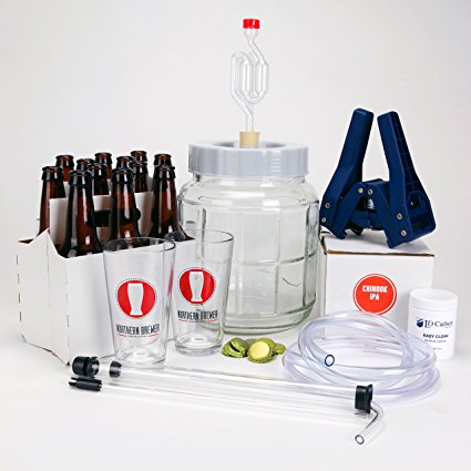 All Inclusive - Go Pro 1 Gallon Small Batch Beer Brewing Starter Kit Equipment Set with Chinook IPA Beer Recipe Kit