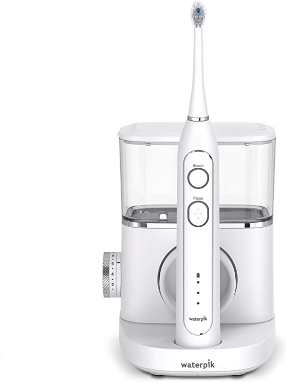 Waterpik Sonic-Fusion Professional Flossing Toothbrush, Electric Toothbrush and Water Flosser in One SF-02 (UK 2-Pin Bathroom Plug)