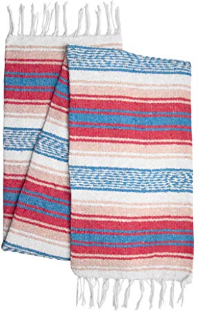 El Paso Designs Mexican Yoga Blanket Colorful 51in x 74in Studio Mexican Falsa Blanket Ideal for Yoga, Camping, Picnic, Beach Blanket, Bedding, Home Decor Soft Woven