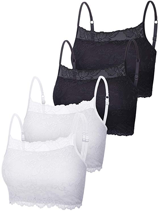 4 Pieces Women's Lace Cami Stretch Lace Half Cami Breathable Lace Bralette Top for Women Girls