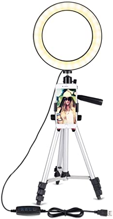 NeeXiu Ring Light 7.9" with Tripod Stand for YouTube Video and Selfie/Makeup Flash Light with Cell Phone Holder Lamp 3 Light Modes & 11 Brightness Level