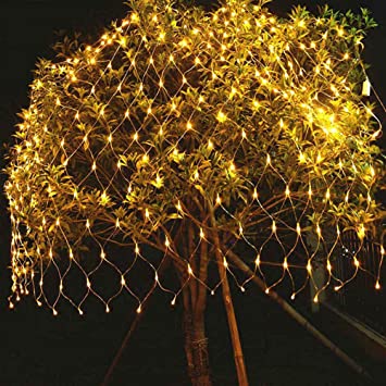 YISTA 320 LEDs Christmas Net Lights, 9.8ft x 6.5ft 8 Modes Waterproof Star Net Lights, String Lights for Xmas Trees, Wedding, Home, Window, Bathroom Decorations (Warm White)